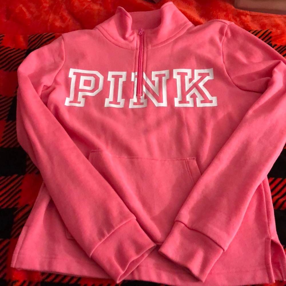 pink half zip up